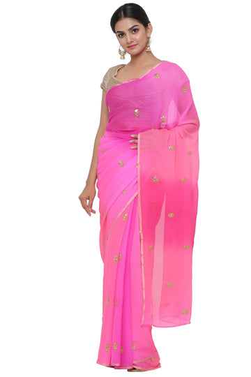 Ranas Pink Shaded Gota Patti Saree