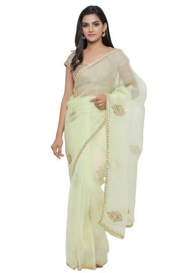 Ranas Pista Green Organza Saree