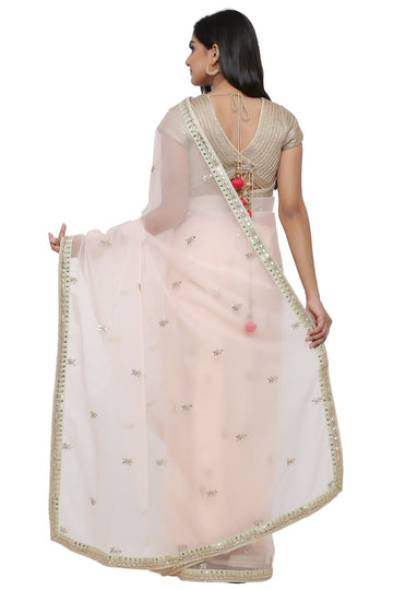 Ranas Peach Color Gota Patti Saree
