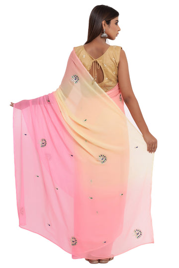 Ranas Peach & Pink Shaded Saree