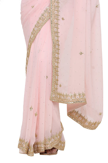 Ranas Peach Color Gota Patti Saree