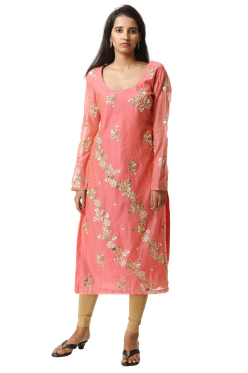 Ranas Straight Fit Chanderi Gota Patti Kurti