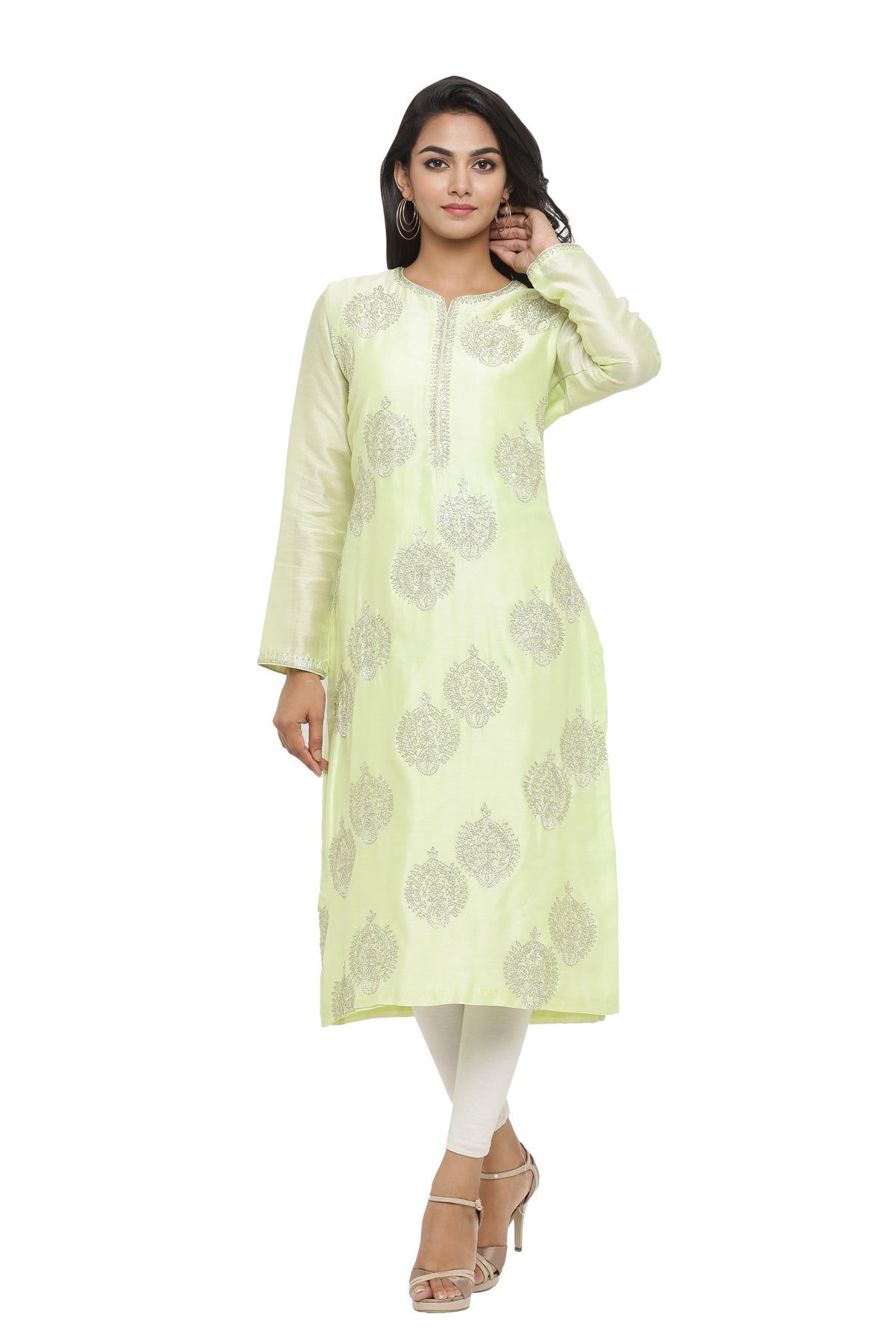 Ranas Light Green Chanderi Kurti
