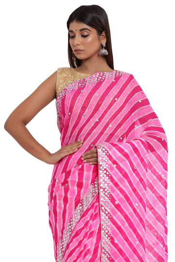 Ranas Pink & Rani Leheria Saree