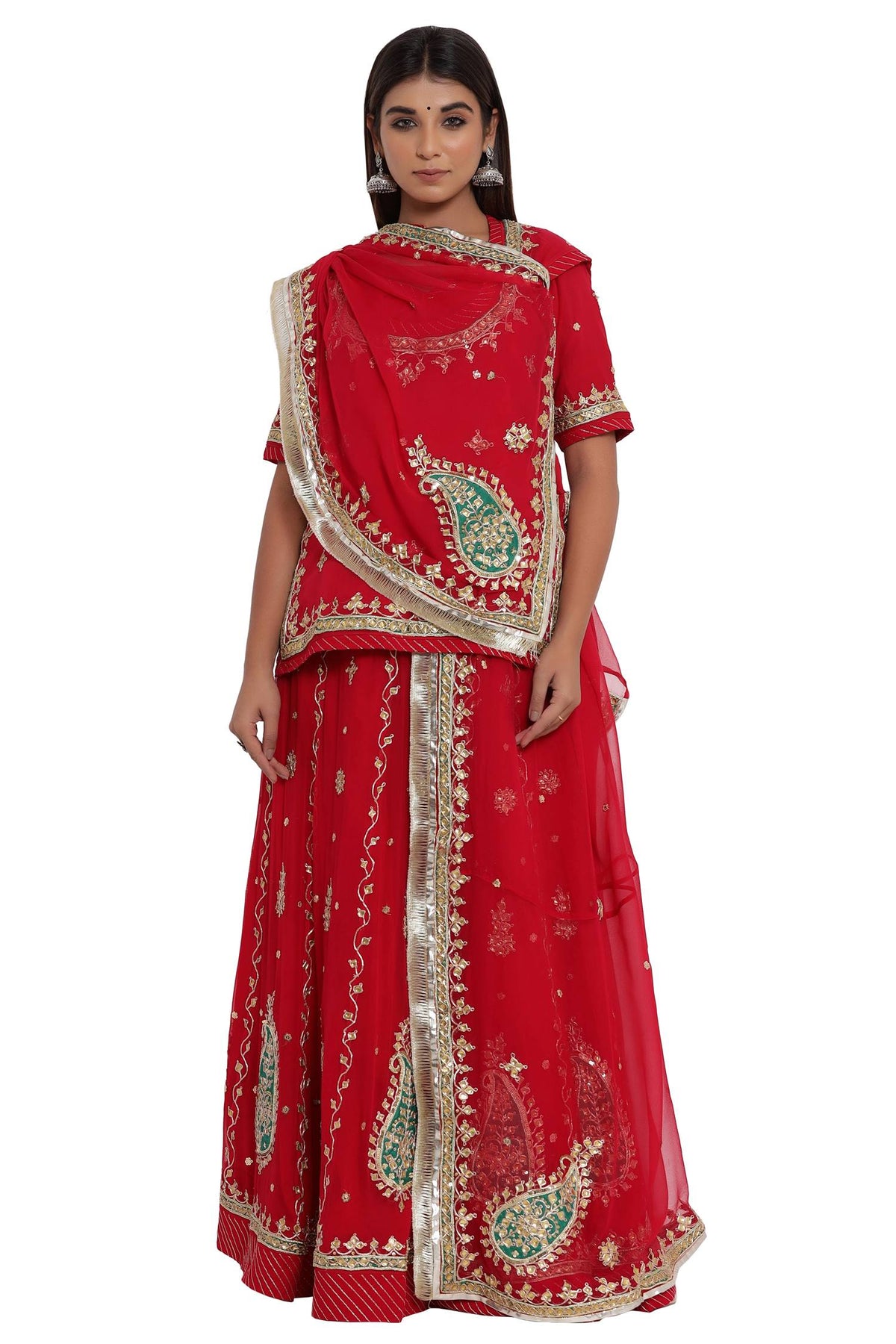 Buy Ranas Red Color Danka Work Rajputi Poshak Online | Rajasthani ...