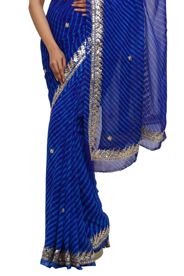 Ranas Blue Leheriya Gota Patti Saree