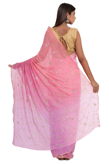Ranas Mauve & Peach Shaded Saree