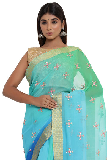 Ranas Gota work Chiffon Saree