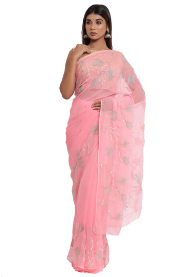 Ranas Pink Chiffon saree