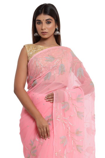 Ranas Pink Chiffon saree