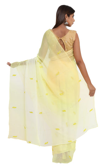 Ranas Yellow Shaded Chiffon Saree