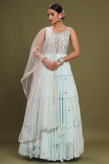 Ranas Sea Green designer Gown
