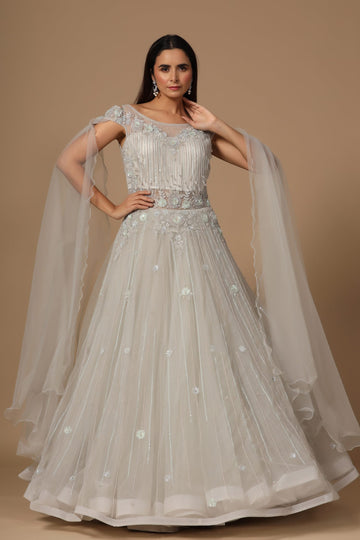 Ranas Grey Color Designer Gown