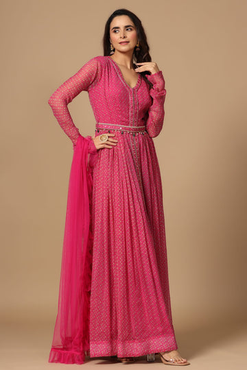 Ranas Pink Printed Gown