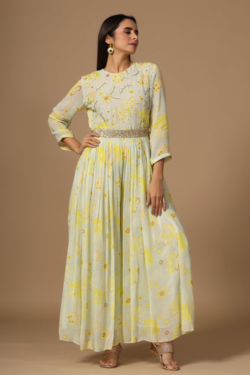 Ranas Yellow Floral Designer Gown