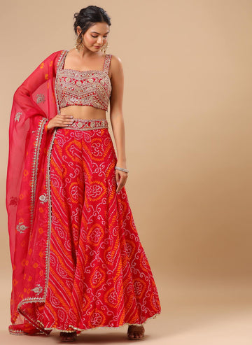 Ranas Pink Bhandej Sharara Set