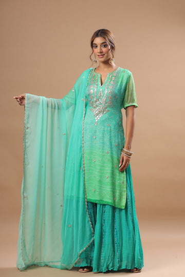 Ranas Green Shaded Garara Set