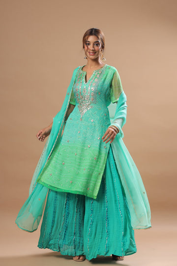 Ranas Green Shaded Garara Set