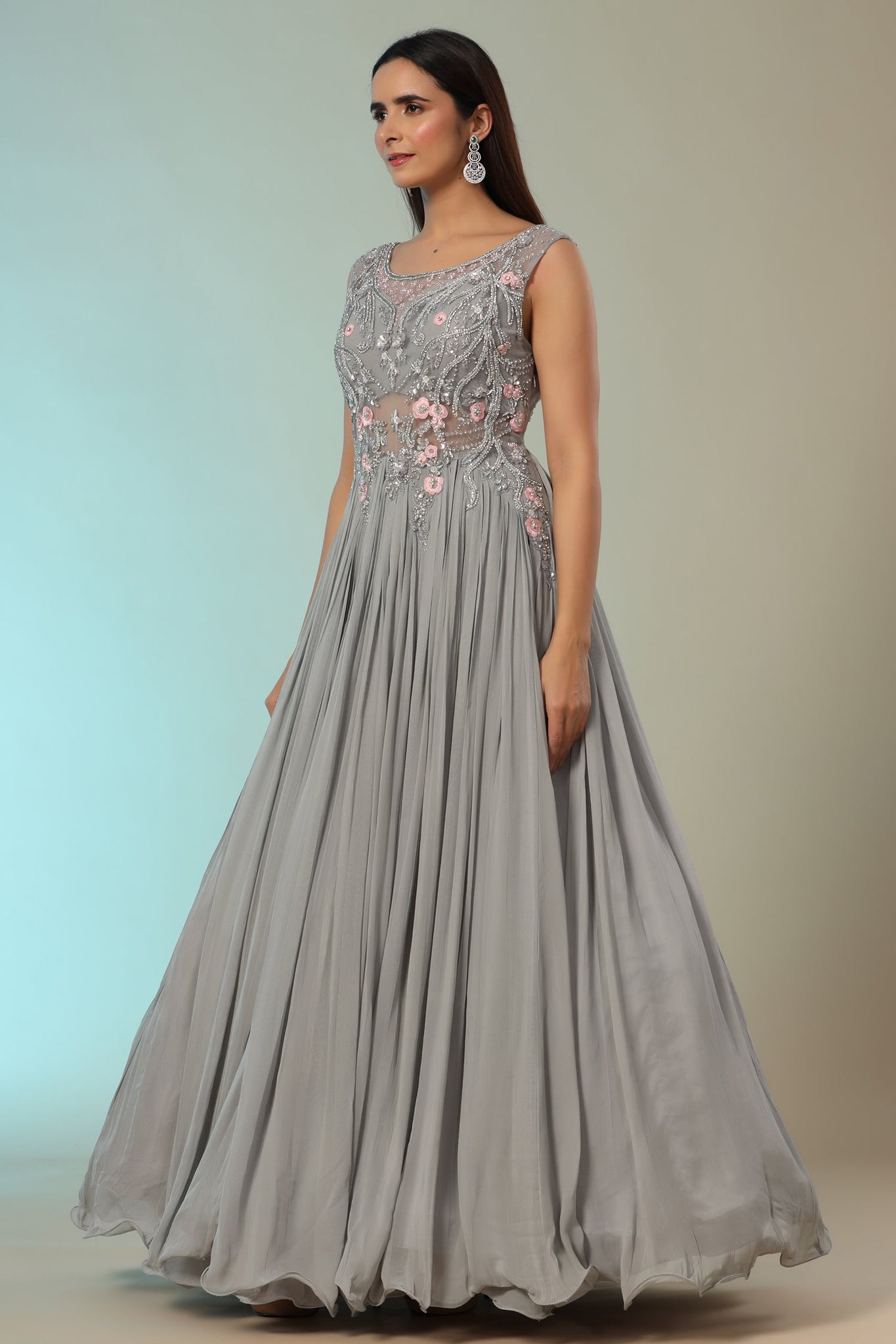 Ranas Grey Color Designer Gown