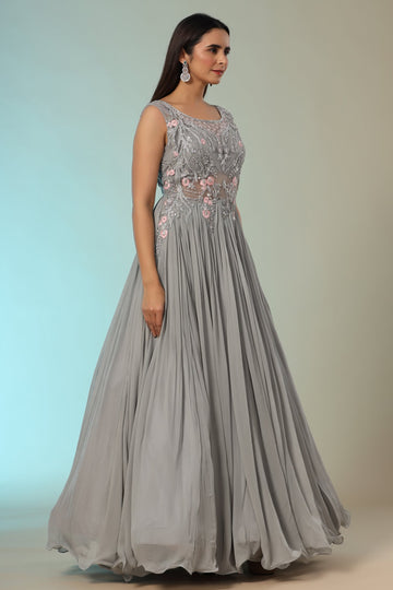 Ranas Grey Color Designer Gown