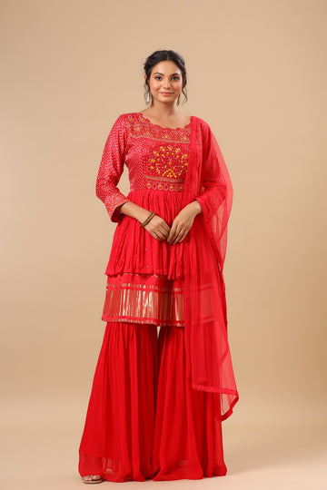 Ranas red bhandej Peplum set