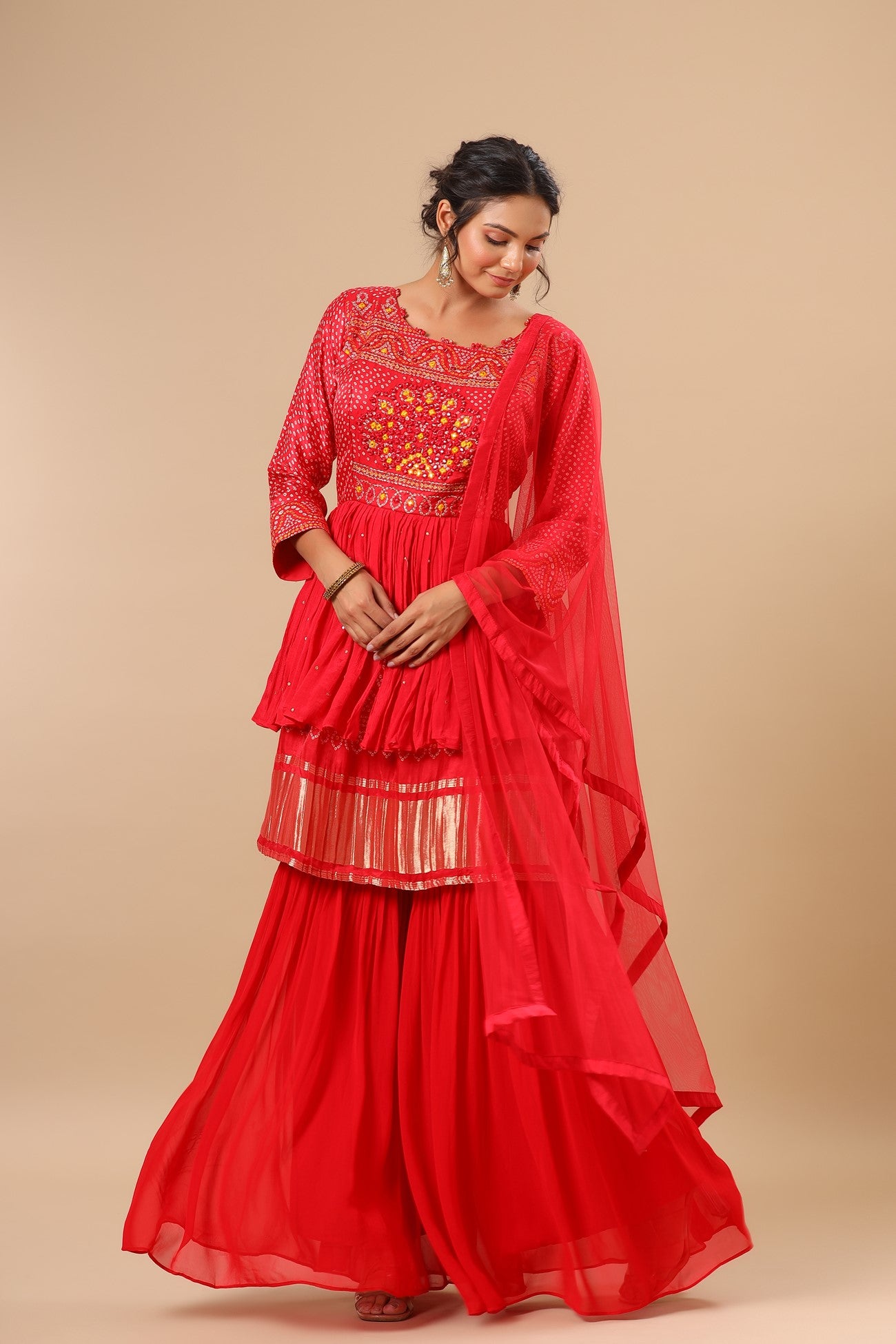 Ranas red bhandej Peplum set