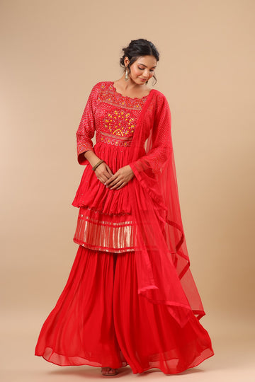 Ranas red bhandej Peplum set