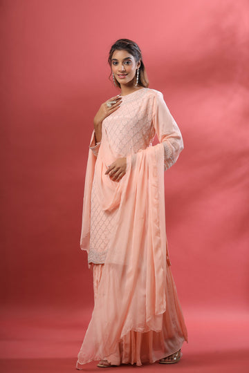 Ranas Peach Color Garara Set