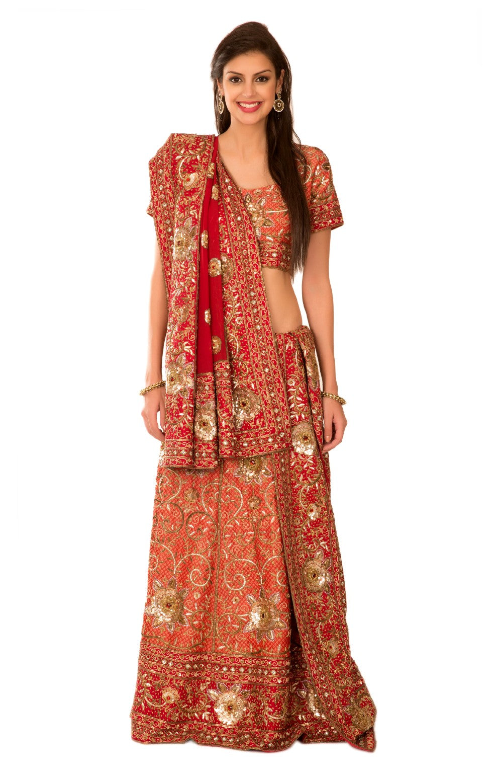Ranas Red Tarkashi Mukesh Zardosi Sequence Dori Work Lehenga