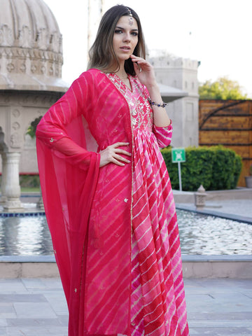 Ranas Red & Rani Leheriya Suit