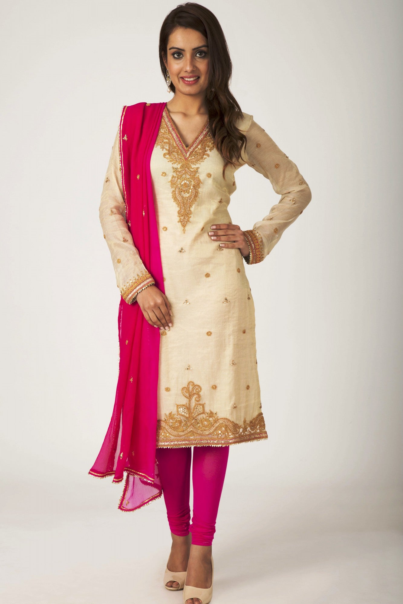 Ranas Golden , chanderi  tissue chanderi  Dori Sequence Work Salwar Kameez