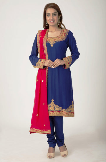 Ranas Blue bhagalpur Silk fine Marori, sequence  Work Salwar Kameez