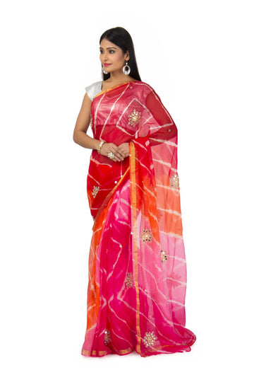 Kota Silk Saree In Multi Leheriya