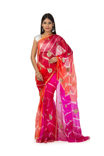 Kota Silk Saree In Multi Leheriya