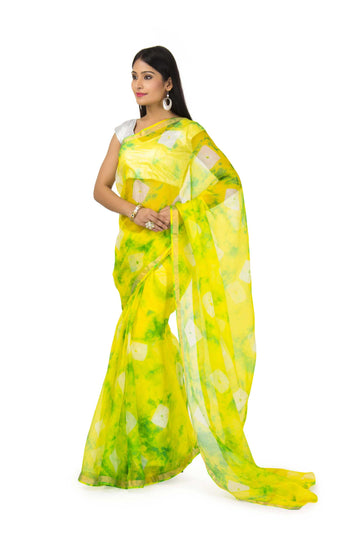kota Silk Saree In Yellow Batik  With zari Border