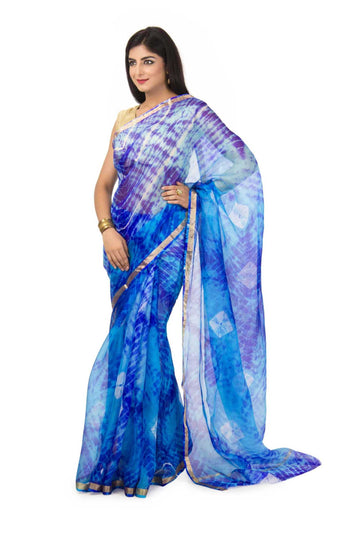 kota Silk Saree In Blue  Batik  With zari Border