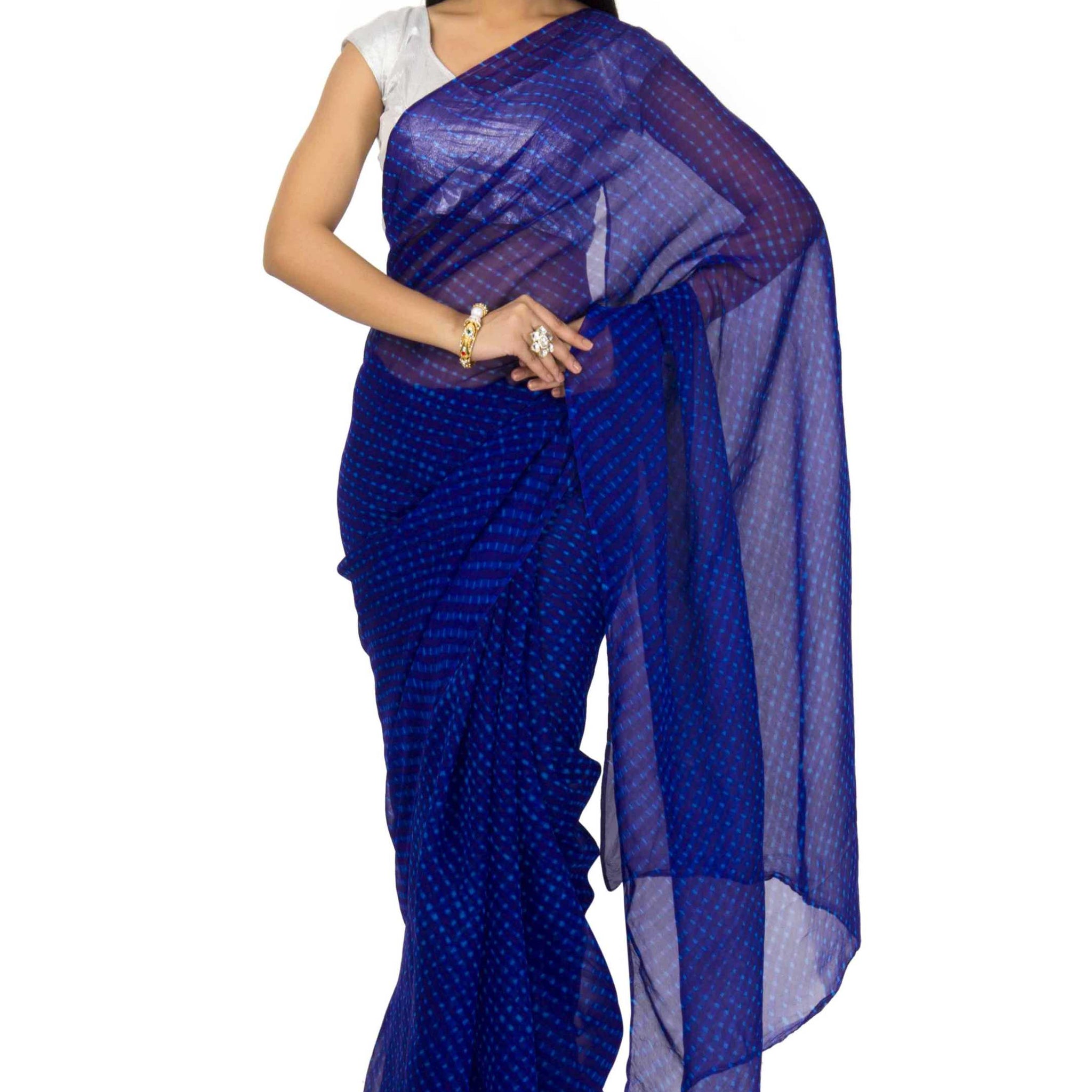 Georgette Mothda Leheriya Saree