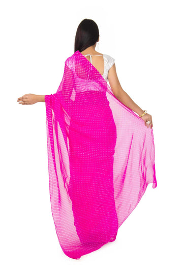 Georgette Mothda Leheriya Saree In pink  Color