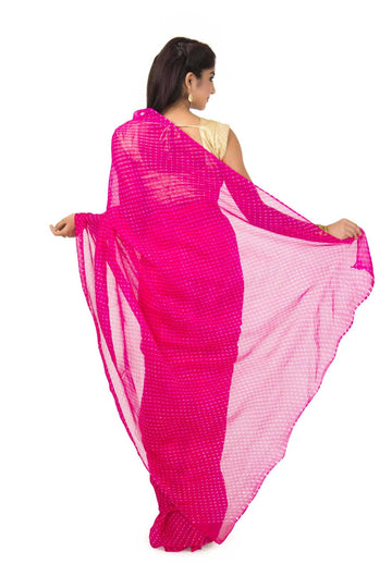 Georgette Mothda Leheriya Saree In Pink Color