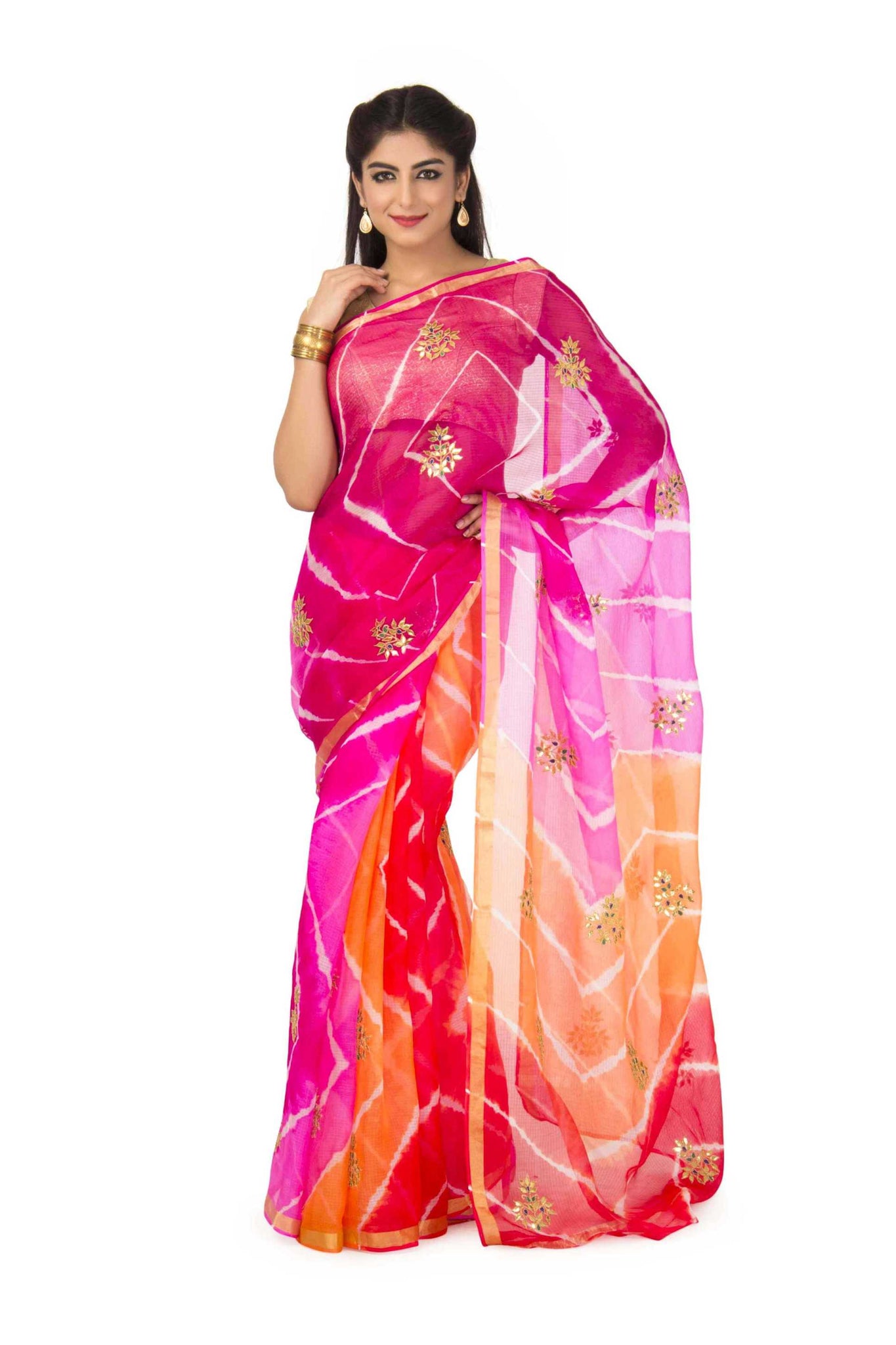 Kota Silk Saree In Multi Leheriya