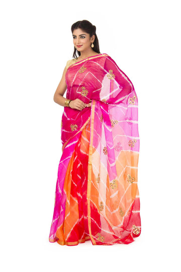 Kota Silk Saree In Multi Leheriya