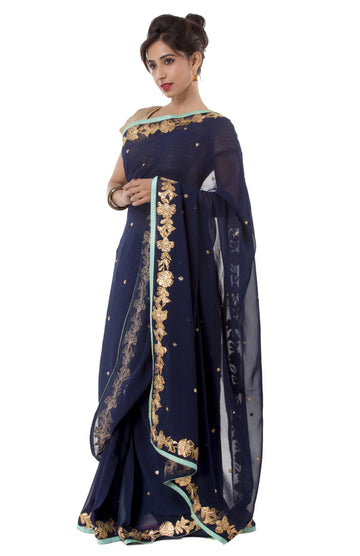 Ranas Blue Color Faux Georgette Saree