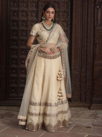 Ranas Beige Color Chanderi Lehenga