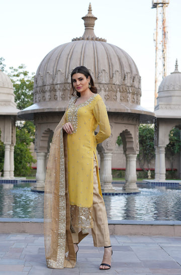 Ranas Yellow Zardosi Work Suit